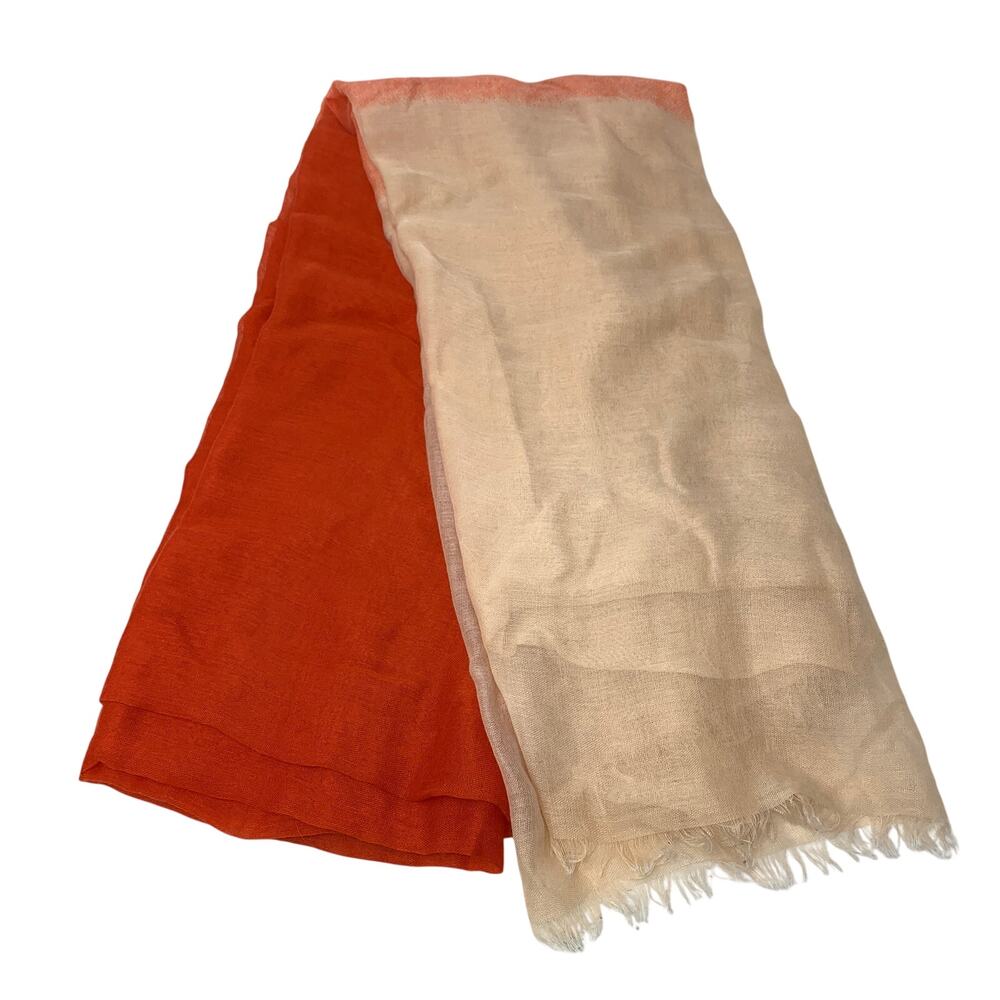 Unbranded Scarf Semi Sheer Peach Orange Ombre Print 40 X 66